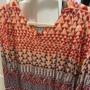 Lucky Brand V Neck Long Sleeve Blouse Medium